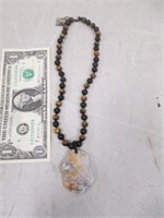 Onyx & Agate Necklace w/ Stone Pendant