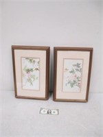 Pair Framed Bird Floral Prints