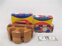 1960s-70s Wood Poker Chip Carousel & 300