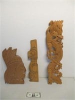 Hand Carved Wood Wall Art - Native American,