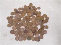 Lot of 165 Wheat Pennies From the 1910s-50s