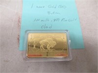 1 Troy Ounce Gold Clad Buffalo Bar