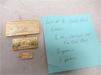 3 Gold Clad Collector Buffalo Bars