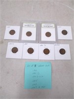 8 Carded Wheat Pennies Cents - 1912, 1912-D,