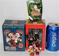 2 Enesco Mickey & Minnie Hanging Ornaments