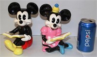 Vintage Mickey & Minnie Mouse Ceramic Bookends
