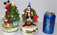 2 LE Disney Christmas Music Box Figurines