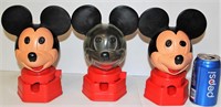 3 Mickey Mouse Head Vintage Gumball Machines