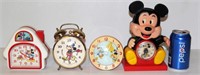 4 Disney Mickey Mouse Alarm Clocks