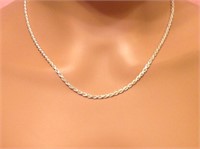 Sterling Silver Diamond Cut Rope Necklace