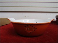 Vintage DRU Cast iron casserole dish.
