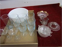 Assorted vintage glassware.