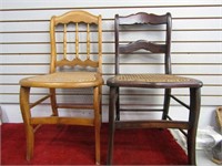 (2)Vintage cane seat chairs.