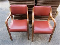 (2)Vintage wood & Vinyl Office chairs.