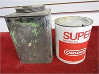 Super Conoco oil can & other.