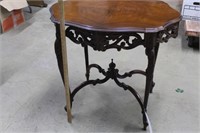 ANTIQUE FRENCH CARVED WALNUT LAMP TABLE