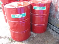 2- 55 Gallon Barrels Labeled Diesel (Red)