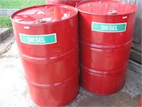 2- 55 Gallon Barrels Labeled Diesel (Red)
