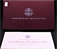 PROOF OLYMPIC SILVER DOLLAR W BOX PAPERS