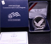 PROOF BALD EAGLE SILVER DOLLAR W BOX PAPERS