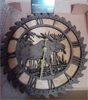 New Handmade Dark Stained Moose Laser Clock