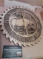 Medium stained Moose Laser clock