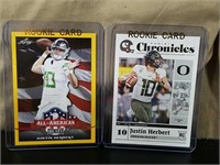 (2) Mint Justin Herbert Rookie Football Cards