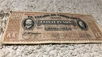 1915 Mexico 20 Pesos Bank Note