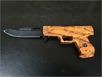 Orange Camo Gun Shaped Pocket Knife