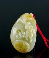 Chinese Qing Period White & Russet Jade Toggle