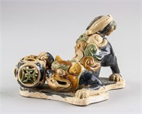 Chinese Sancai Glazed Pottery Lion Statue