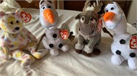 Olaf and Assorted Ty Beanie Babies