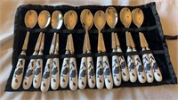 Set of 17 Enamel/ Stainless Spoons in pouch