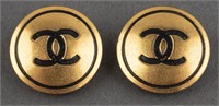 Chanel Gold Tone Circle Logo Clip-On Earrings
