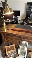 64x23x30" Desk, Desk Accessories, Table Lamp