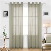 Deconovo Linen Look Voile Curtain Panels
