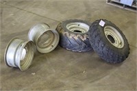 (4) Polaris Rims- (2) w/Tires, Dunlop AT25x11-12