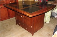Kitchen Island Table w/Marble Inserts 5' x 4' x 3'