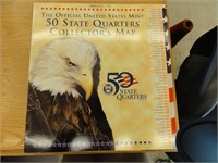 50 State Quarters Collector's map-some quarters
