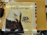 50 State Quarters Collector's map- some quarters