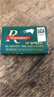 Remington hi-speed 20 center fire cartridges