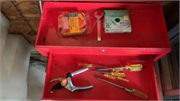 Small Red tool chest 24" wide. With contents