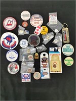 Assorted Pins, Stickers and Keychains