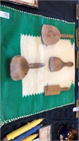 4 wooden spoon with blanket green Aztec