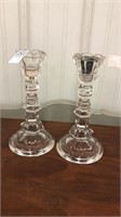 Early Flint Glass candle holders 10 inches