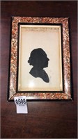 Picture silhouette with vintage frame signed