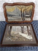 Wooden framed Oil on board & framed print.