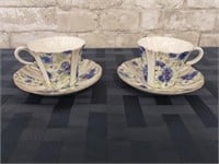 2 matching Royal Albert cup and saucers, pansies