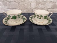 Two matching Staffordshire cup and saucers.