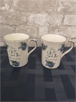 Two bone china tea cups, Argyle made in England